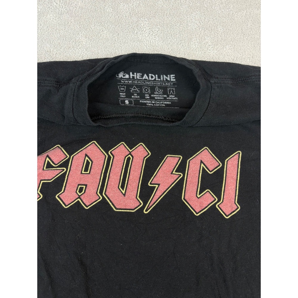 Fauci AC DC Headline Shirt‎ S Black Graphic Print Rock Band Style Tee